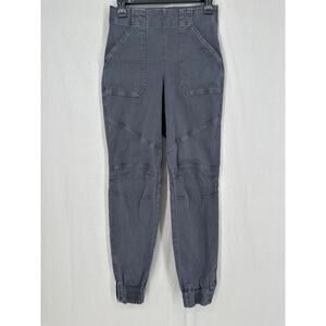 Spanx Pants Womens Small Gray Stretch Twill Cargo Jogger Zip High Rise